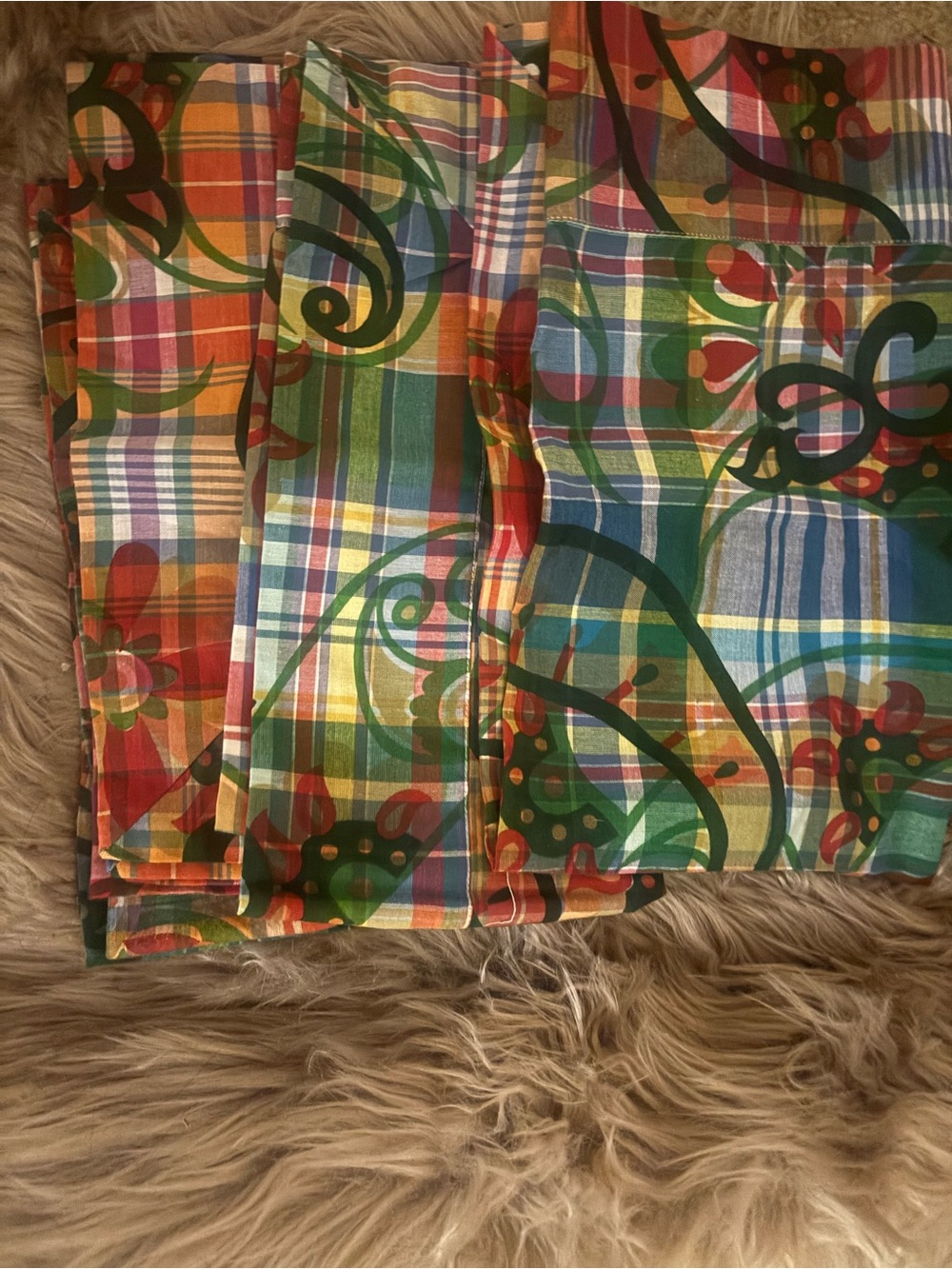 Large Plaid Multicolor Printed Tablecloths